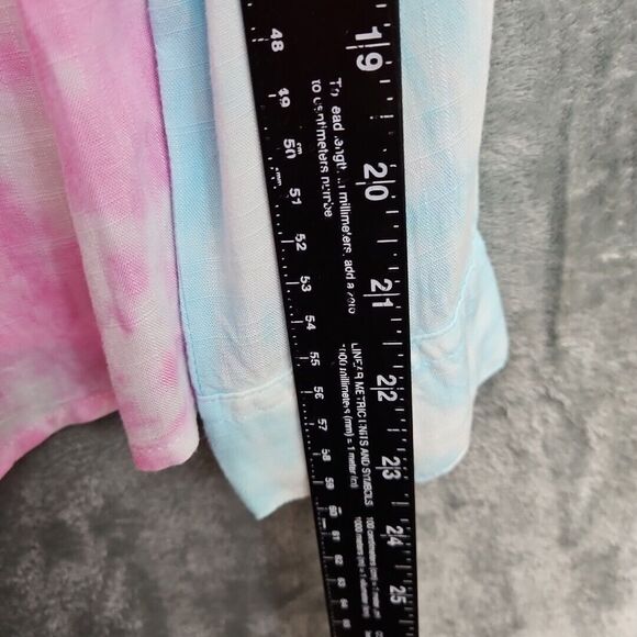 Tribal Jeans Women's P/S Long Sleeve Button Down Shirt tie dye blue pink blouse - Picture 5 of 11